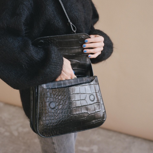 Doar Bag M, black croco | Balagan Studio