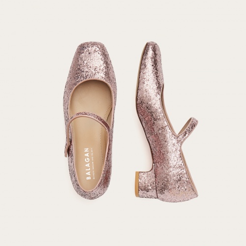 Dora Low Heels, pink glitter | Balagan Studio