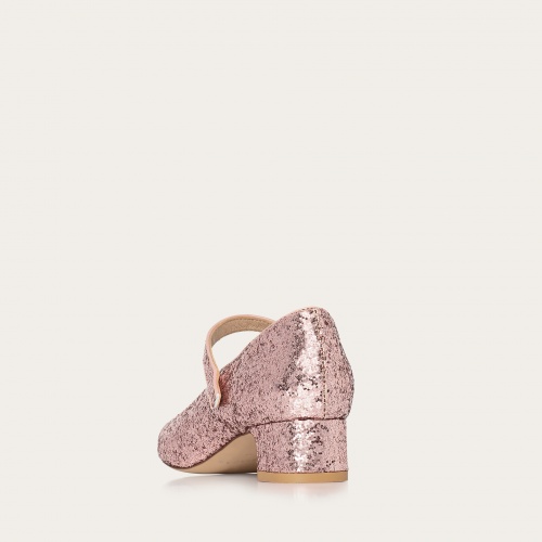 Dora Low Heels, pink glitter | Balagan Studio