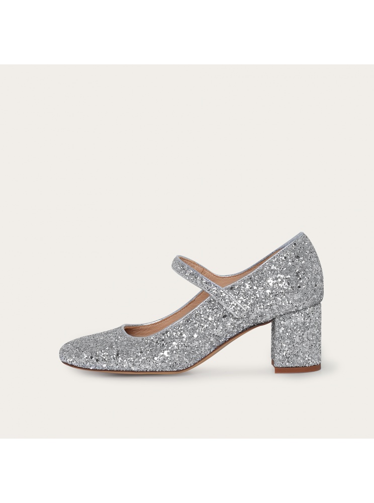 Dora High Heels, silver glitter