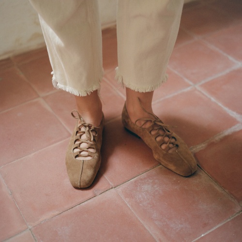 Roma Ballerina, caramel suede | Balagan Studio
