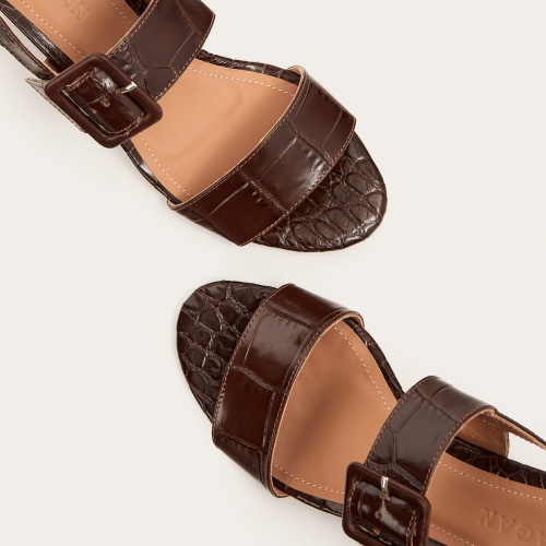 Rehava Sandals, brown croco | Balagan Studio