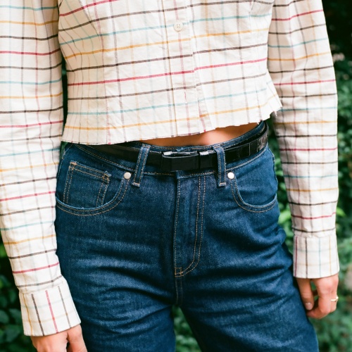 Thin belt without a buckle, black croco | Balagan Studio