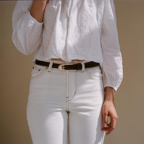 Thin belt with a buckle, black | Balagan Studio
