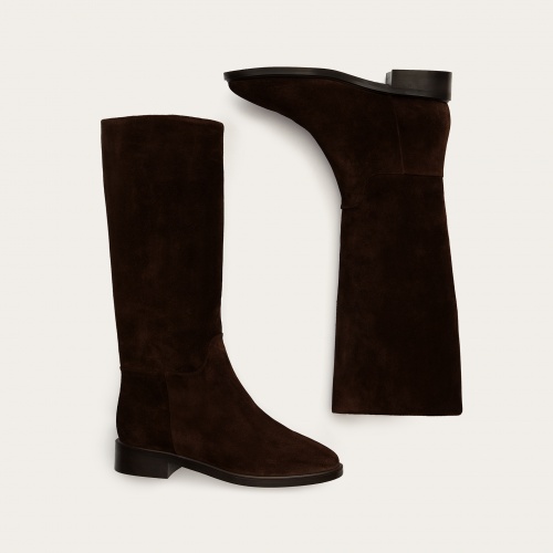 Polo High Boots, dark chocolate velvet | Balagan Studio