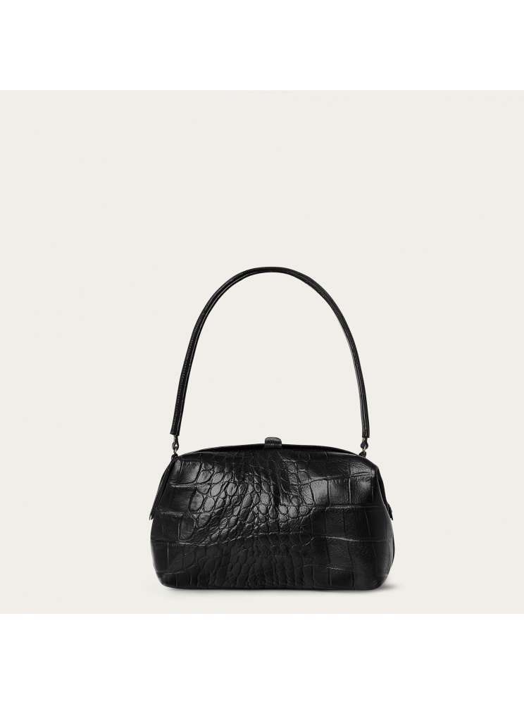 Hug Bag L, black croco