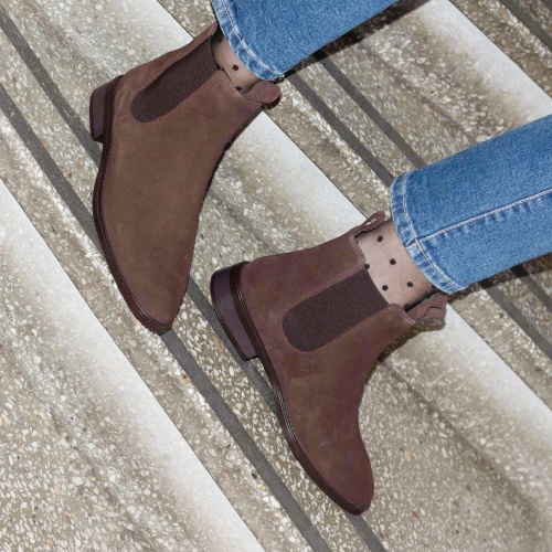 Negew Chelsea Boots, dark chocolate velvet | Balagan Studio