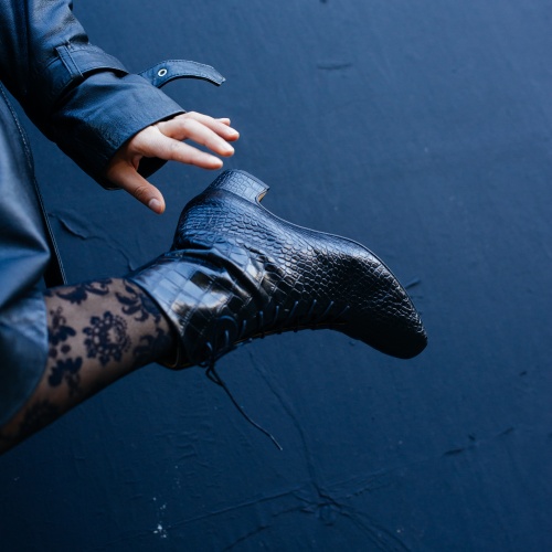 Victoria Boots, black croco OUTLET | Balagan Studio