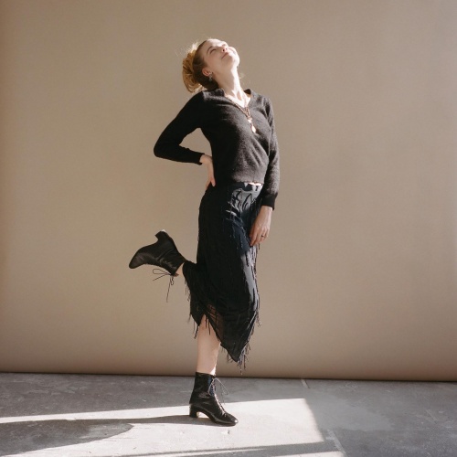 Victoria Boots, black croco OUTLET | Balagan Studio