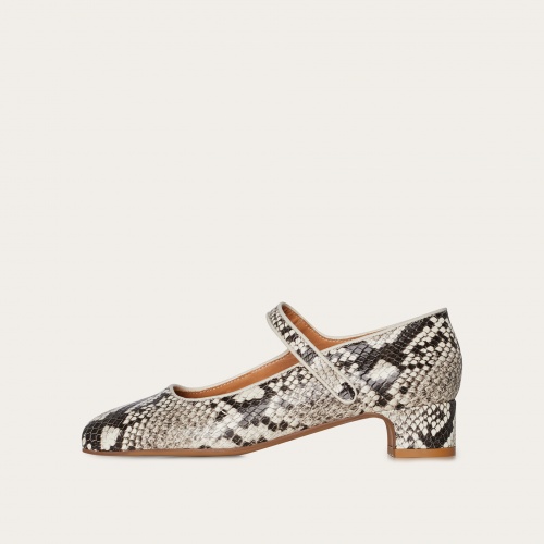 Dora Low Heels, off white python pattern | Balagan Studio