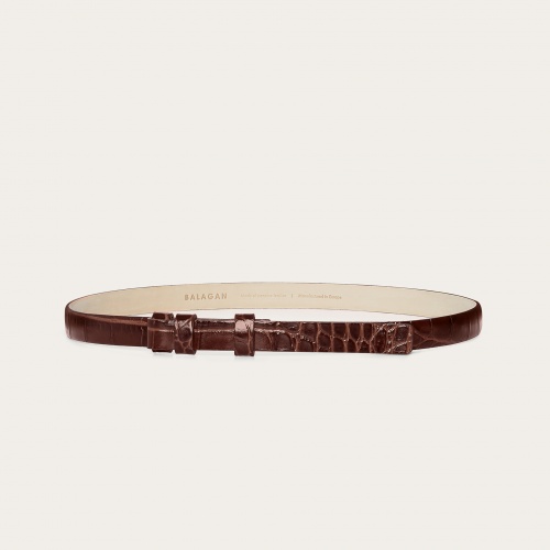 Thin belt without a buckle, brown croco OUTLET | Balagan Studio