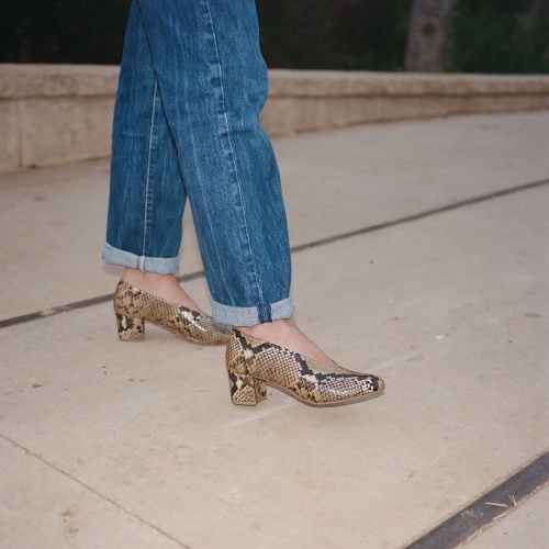 Leilot Heels, brown python pattern | Balagan Studio