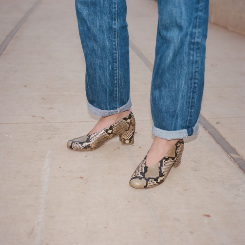 Leilot Heels, brown python pattern | Balagan Studio