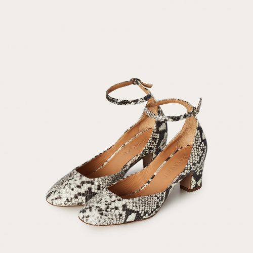 Sira Heels, off white python pattern | Balagan Studio