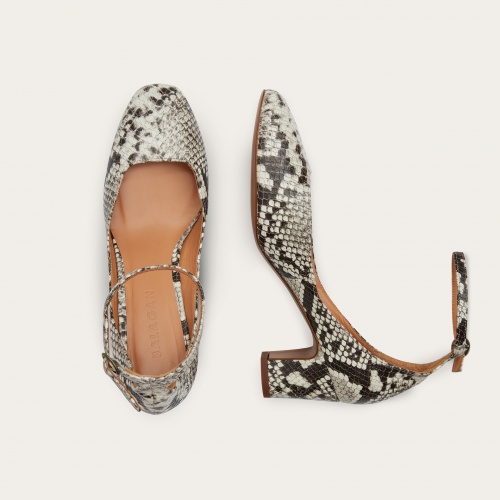 Sira Heels, off white python pattern | Balagan Studio