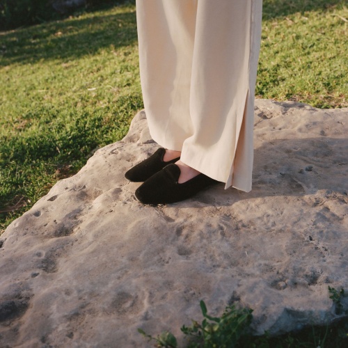 Mademoiselle loafers, black velvet | Balagan Studio
