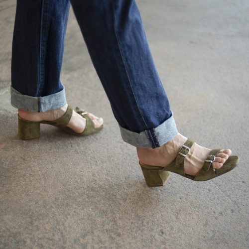 Amalfi Sandals, olive velvet | Balagan Studio