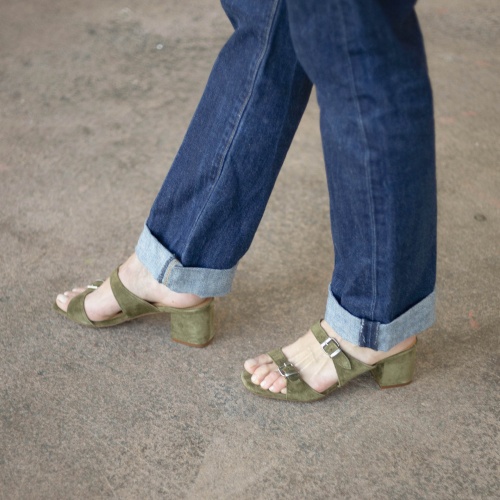 Amalfi Sandals, olive velvet | Balagan Studio