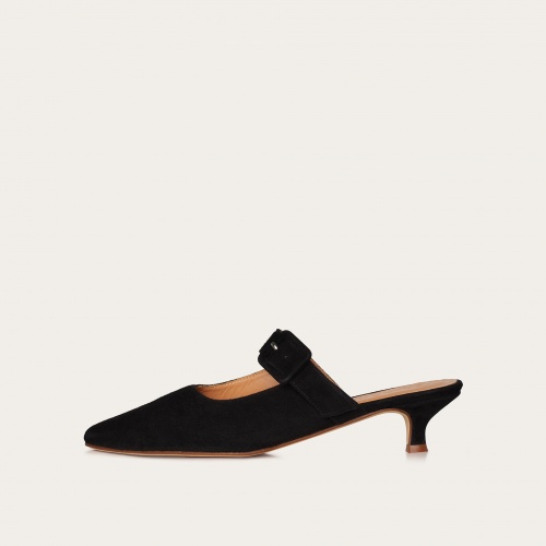 Vera Slides, black suede...