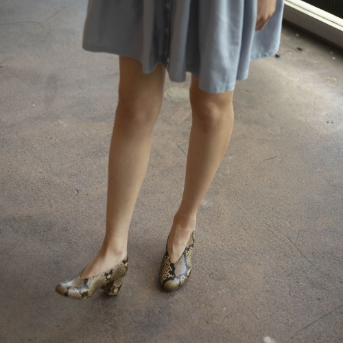 Leilot Heels, brown python pattern | Balagan Studio