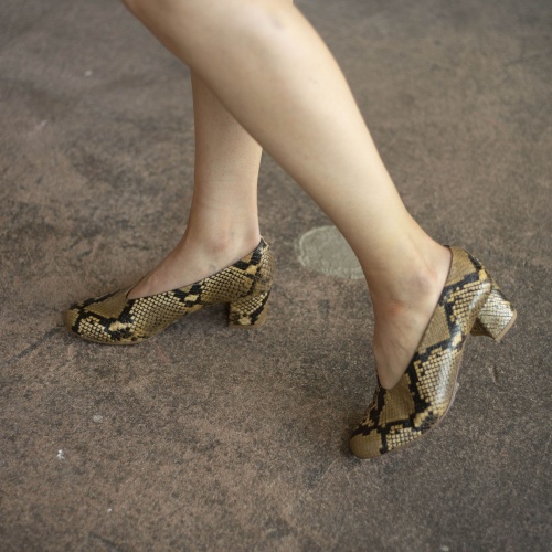 Leilot Heels, brown python pattern | Balagan Studio