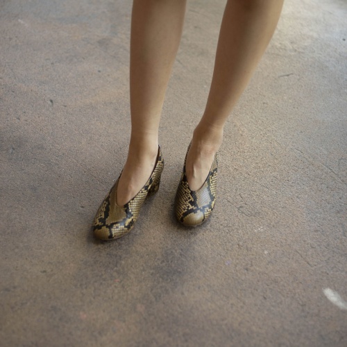 Leilot Heels, brown python pattern | Balagan Studio