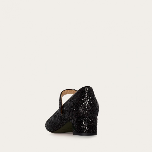 Dora Low Heels, black glitter | Balagan Studio