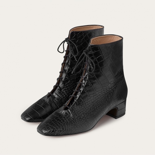 Victoria Boots, black croco OUTLET | Balagan Studio
