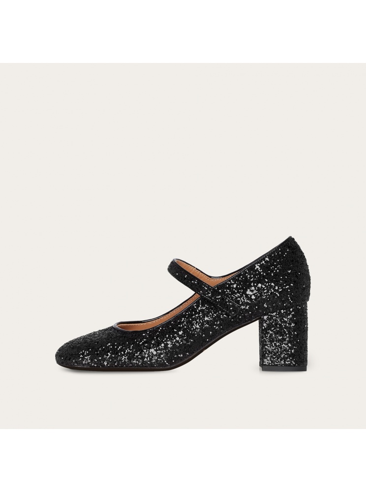 Dora High Heels, black glitter