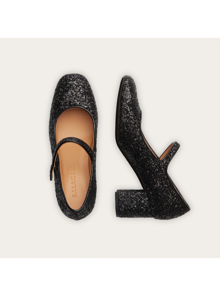 Dora High Heel Pumps, Schwarz-Glitzer | Balagan Studio