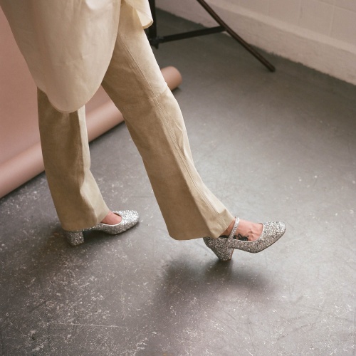 Dora High Heels, silver glitter | Balagan Studio