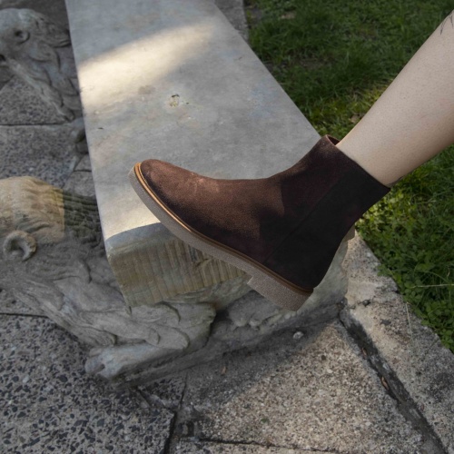 Naki botki, czekoladowy brąz welur | Balagan Studio