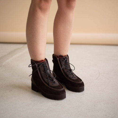 Junko Boots, dark chocolate velvet | Balagan Studio