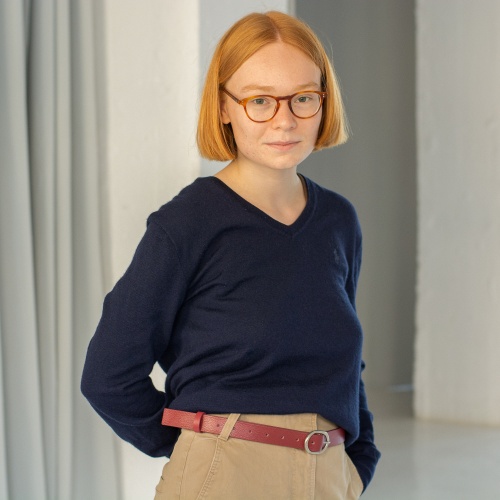 Belt with a round buckle, lipstic | Balagan Studio
