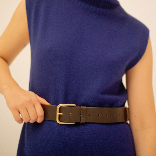 Wide belt with a buckle, deep brown | Balagan Studio