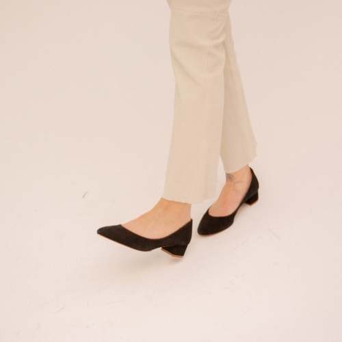 Migdal Low Heels, black suede | Balagan Studio