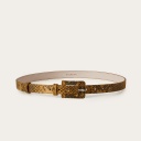 Belt with a coated buckle, yellow snake pattern