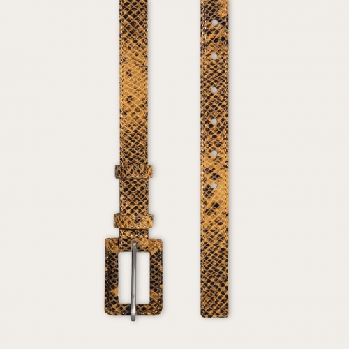 Belt with a coated buckle, yellow snake pattern | Balagan Studio