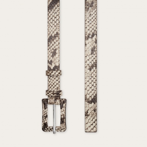 Belt with a coated buckle, off white snake pattern | Balagan Studio