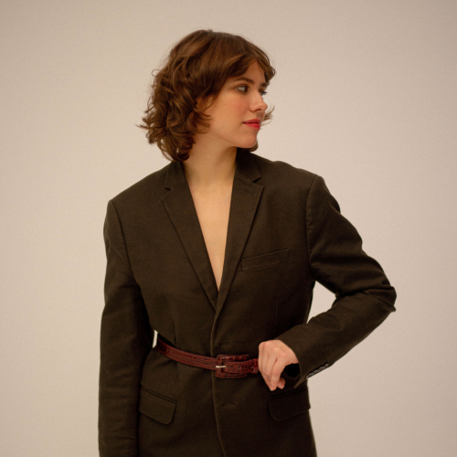 Belt with a coated buckle, bordo croco | Balagan Studio