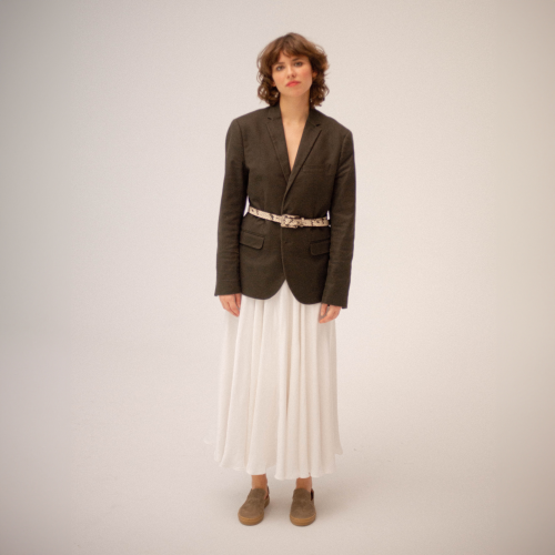 Belt with a coated buckle, off white snake pattern | Balagan Studio