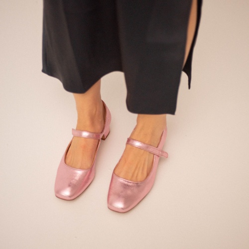 Dora Low Heels, metallic pink | Balagan Studio