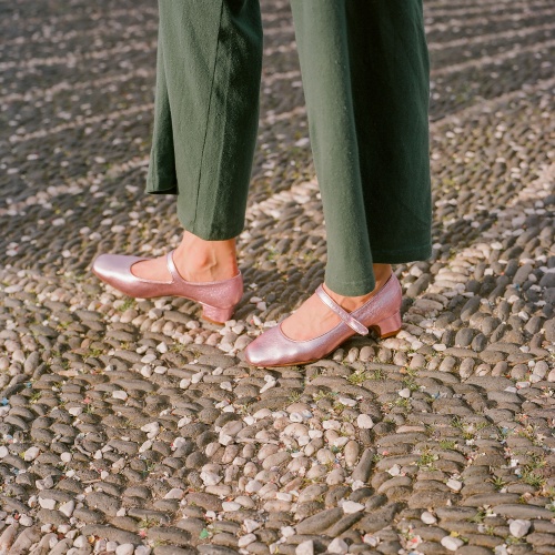 Dora Low Heels, metallic pink | Balagan Studio