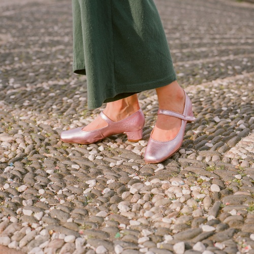 Dora Low Heels, metallic pink | Balagan Studio