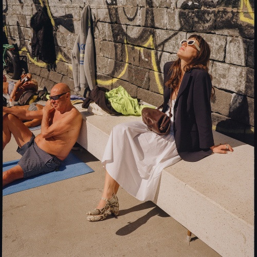 Dora czółenka na wysokim obcasie, złamana biel wzór pytona | Balagan Studio