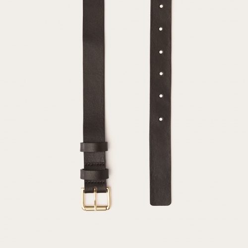 Unisex belt with a metal buckle, dark brown | Balagan Studio