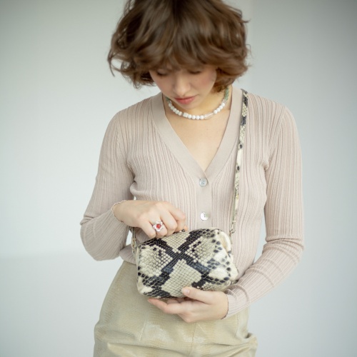 Rofe Bag S, off white python pattern OUTLET | Balagan Studio