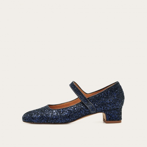 Dora Low Heels, navy glitter | Balagan Studio