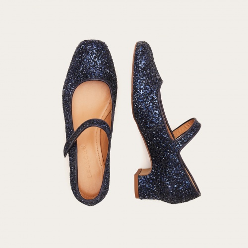 Dora Low Heels, navy glitter | Balagan Studio