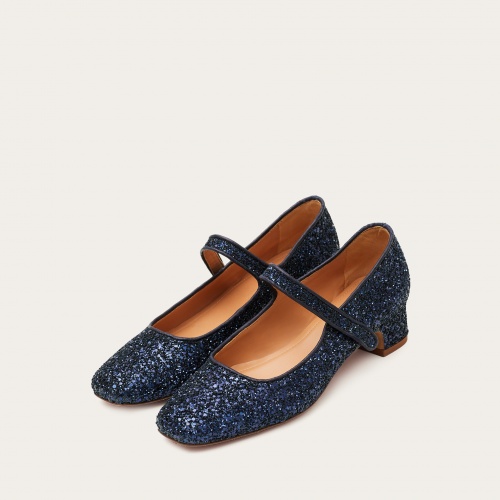 Dora Low Heels, navy glitter | Balagan Studio